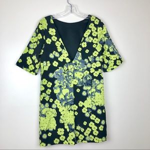 ASOS {new} Floral Rose Print Dress Lime Green Gray
